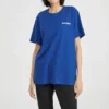 Tricou albastru cu mâneci scurte și imprimeu tricotat