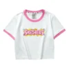 Tricou cu imprimeu cu litere „Alb Roz Albastru”