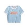 Tricou cu imprimeu cu litere „Alb Roz Albastru”