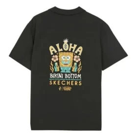 Tricou cu imprimeu pe spate Skechers x SpongeBob SquarePants „Negru Galben”