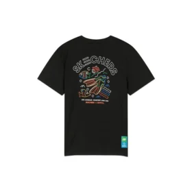 Tricou cu mânecă scurtă și imprimeu Barrel, negru