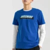 Tricou cu mânecă scurtă și imprimeu Skechers pentru bărbați, albastru