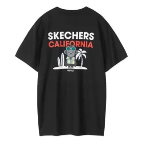 Tricou cu mânecă scurtă, imprimeu, stil cuplu, negru