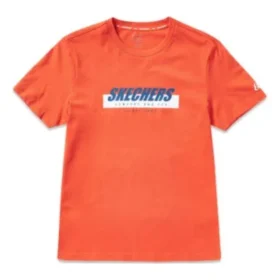 Tricou cu mânecă scurtă Skechers pentru bărbați, imprimat, portocaliu-roșu