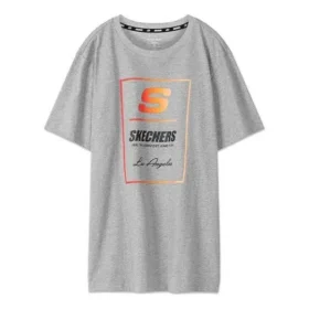 Tricou cu mâneci scurte din tricot pentru bărbați Skechers cu imprimeu LOGO în culori contrastante, gri