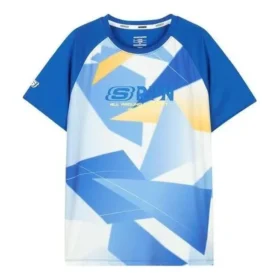 Tricou de alergare cu imprimeu literar „Albastru Alb”