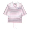 Tricou polo cu dungi „Roz Alb”