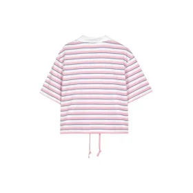 Tricou polo cu dungi „Roz Alb”