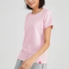 Tricou sport casual cu guler rotund și mâneci scurte, roz