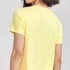Tricou sport casual cu imprimeu, mânecă scurtă, galben