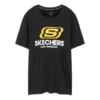 Tricou sport pentru bărbați Skechers cu guler rotund și mâneci scurte, negru