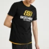 Tricou sport pentru bărbați Skechers cu guler rotund și mâneci scurte, negru